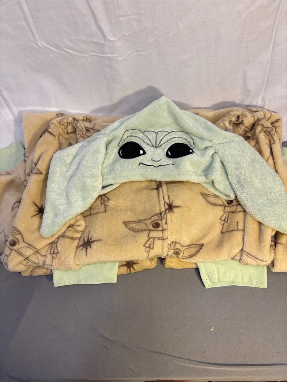 Star Wars The Child (Baby Yoda) Plush Hooded Pajama Set in Light Green and Tan